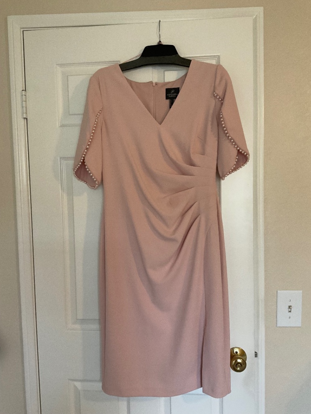 Adrianna Papell dress, size 12, light pink, v neck.